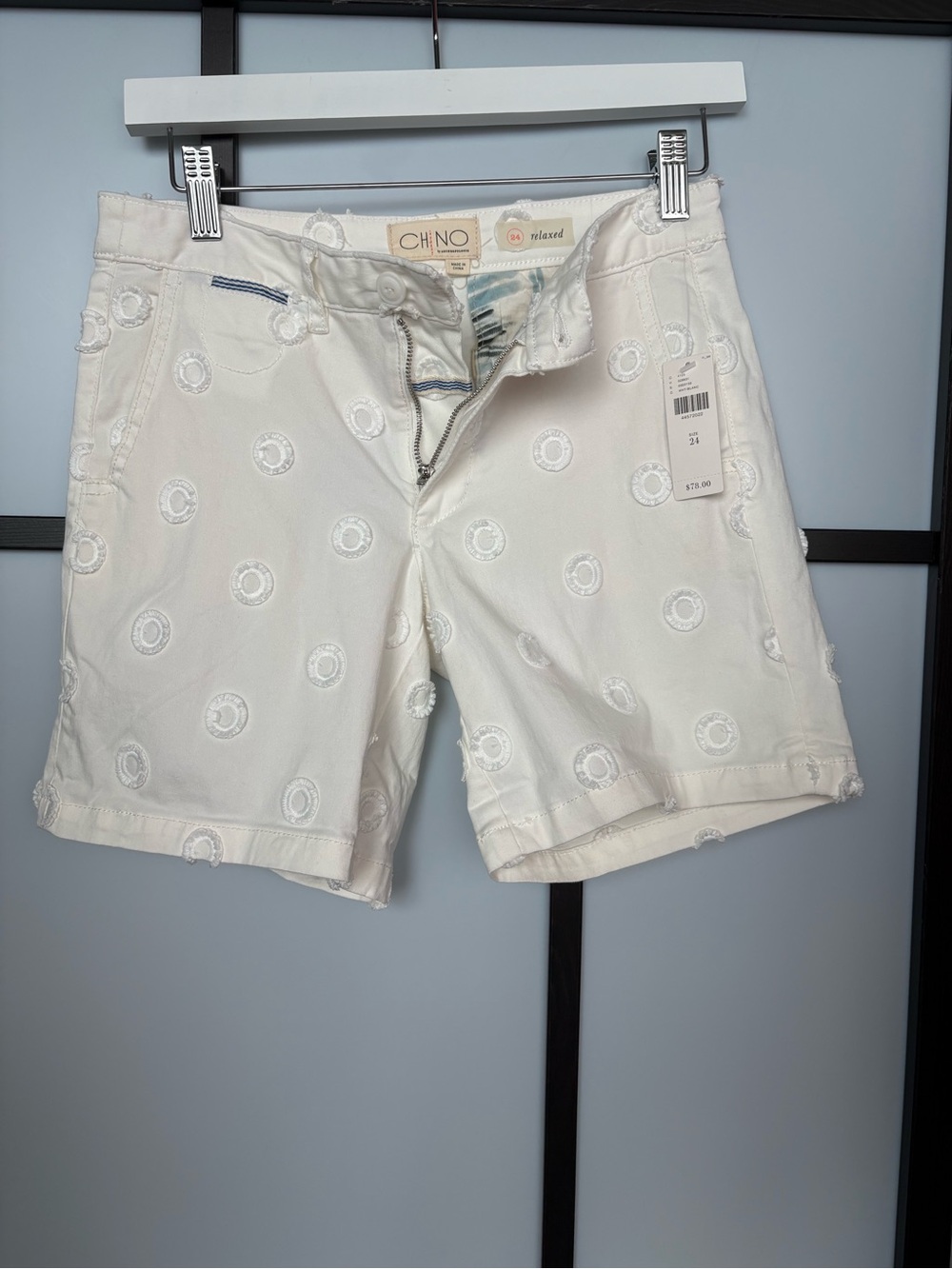 Anthropologie CHINO NWT Embroidered Relaxed Shorts White Size 24